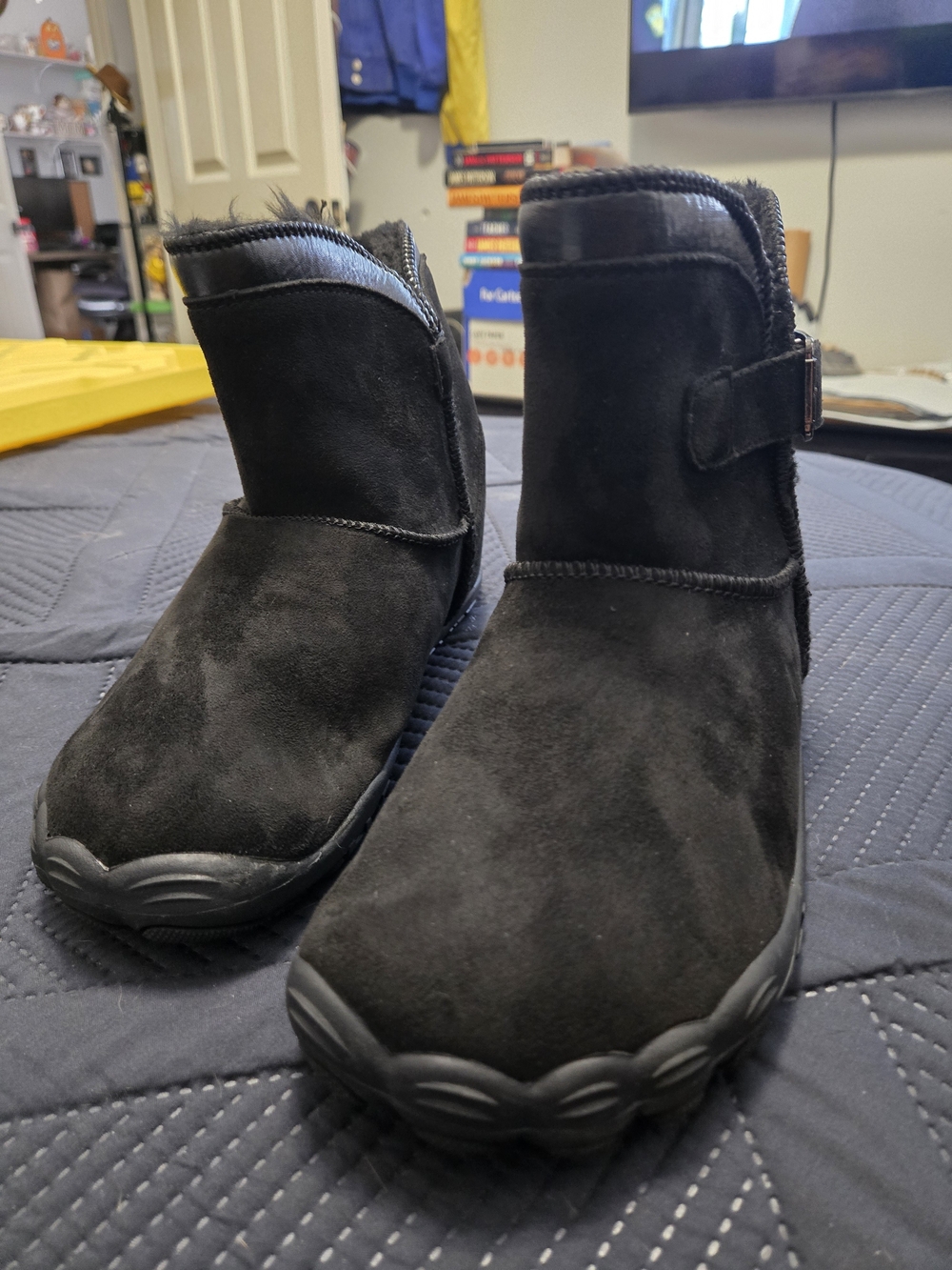 Womens Black Suede Winter Boots